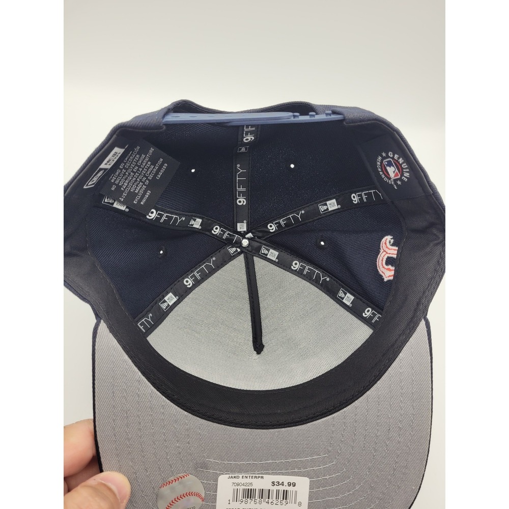 Boston Red Sox Hat Cap Mens Navy Snapback Upside Down Logo MLB Baseball New Era - Picture 9 of 10
